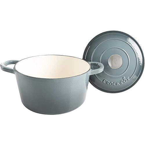 Artisan 7 Quart Round Enameled Cast Iron Dutch Oven (Slate Gray / 7-Quart)