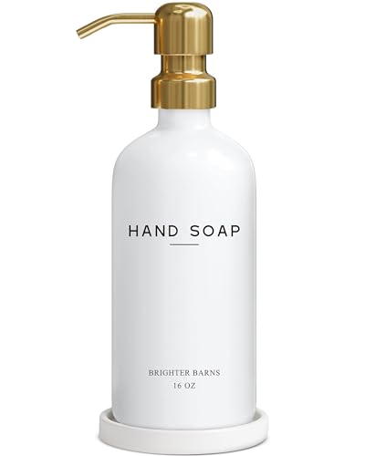 Luxury Glass Hand Soap Dispenser Bathroom Set by Brighter Barns (Gold H)