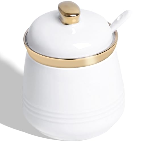 12oz Ceramic Sugar Bowl with Lid and Spoon