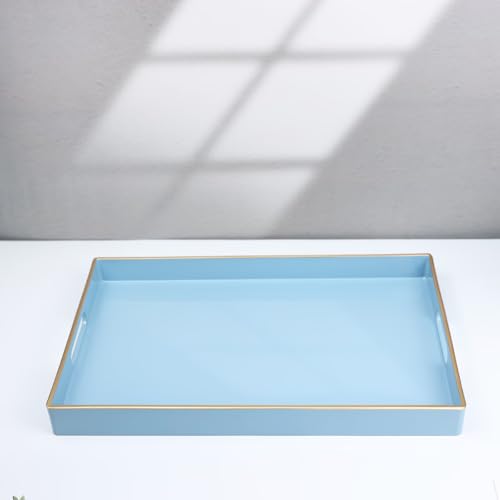 Blue Decorative Serving Tray with Handles (Pure Blue)