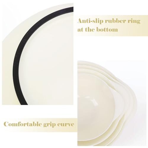 4.5 Quart Large Plastic Mixing Bowls set with Pour Spout (Beige)
