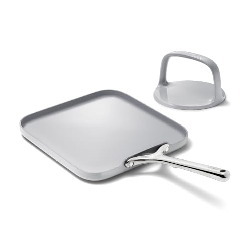 11" Non Stick Square Griddle Pan and 6" Grill Press Duo (Gray)