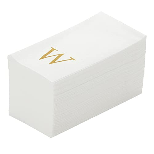 Paper Rectangle Gold Letter W Linen (Gold / 2000 Count / W)