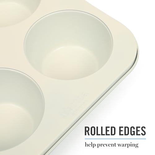 Gallen 6 Cup Nonstick Carbon Steel Muffin and Cupcake Pan (Teal / 6 Cup Muffin Pan)