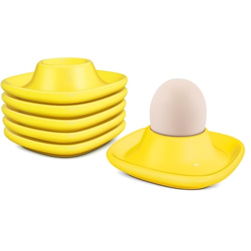 Soft Boiled Egg Cups (6 Pack / Square Style, Yellow)