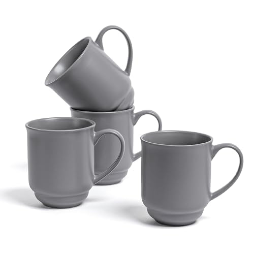 over&back Rim Stoneware Coffee Mugs (Gray / Mugs | 4 Pieces)