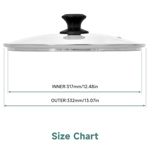 13 In Glass Lid for Frying Pan (13 in / Black / Round)