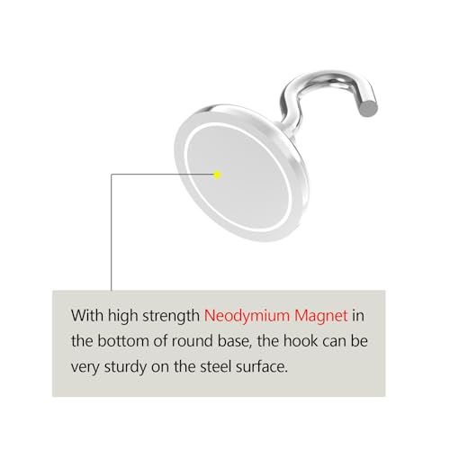 150lb Heavy Duty Magnetic Hooks with 1.42" Dia Magnetic Base (6 Count)