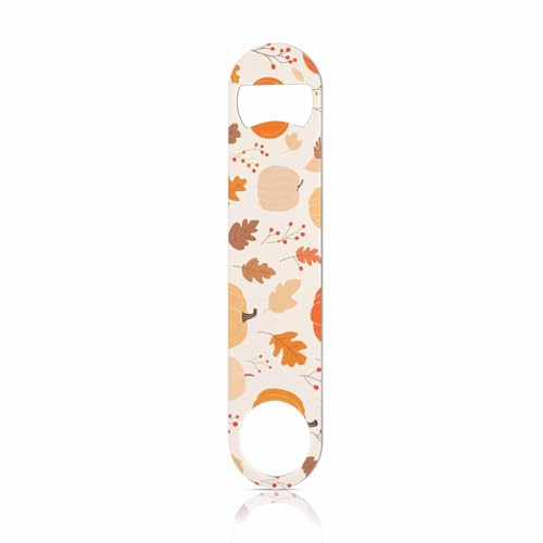 Pumpkin Stainless Steel Bottle Opener Leaf Fruit Orange Yellow Maple Leaves Gourd Butternut Autumn Floral Pattern Flat Beer Bottle Opener Keychain for Home Kitchen Bar Restaurant Party Gift (Pumpkin)