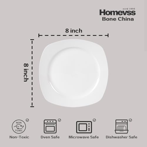 HomeVss New Bone China Embossed Dinnerware Set (Square Coupe / Service for 4 - 16pc Set)