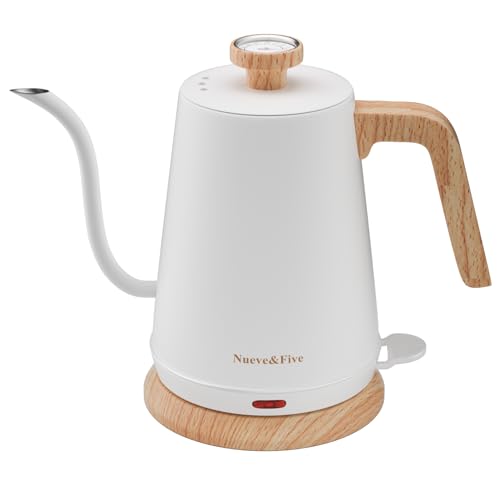 Electric Gooseneck Kettle with Thermometer (WHITE)