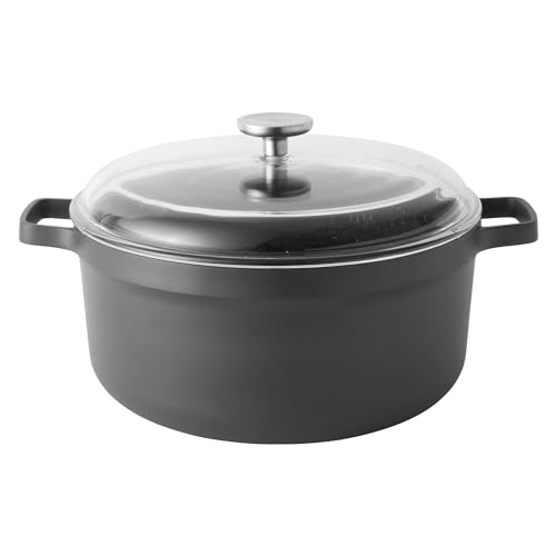 GEM Nonstick Cast Aluminum Stockpot with Glass Lid (7.7 Quarts / Black)