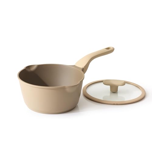 Nonstick Saucepan with Lid (2 Quarts / Natural Linen)