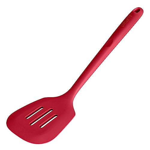 Silicone Turner Slotted Spatula (Red / 13.6")