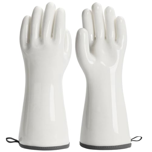 Oven Gloves Liquid Silicone Gloves Food Grade Heat Resistant Mitts with Fingers (Large)