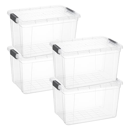 26.5 Quart Clear Plastic Storage Boxes with Lids (26 Quart)