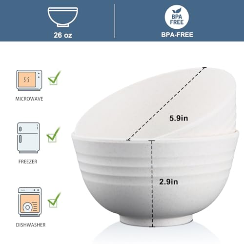 Wheat Straw Bowls Set of 8 (26 oz / White)