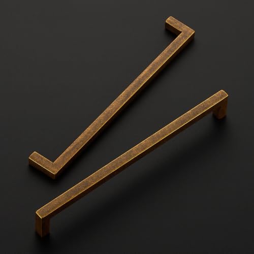 Antique Brass Cabinet Handles Solid Drawer Pulls 7 (Antique Brass / Flat Black 7-1/2'' Hole Center)