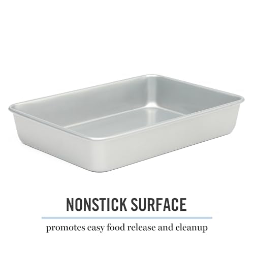 Gallen 13 x 9 Inch Rectangular Nonstick Carbon Steel Cake and Baking Pan (Silver / 13" Cake Pan)