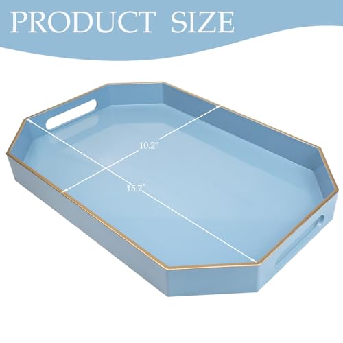Blue Plastic Serving Tray for Ottoman (C8 Blue / 15.7" x 10.2" x 1.6")