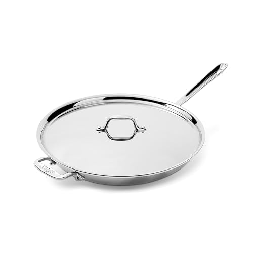 D3® Stainless Steel 14 inch Frying Pan Covered (14" Stainless Steel pan with lid)