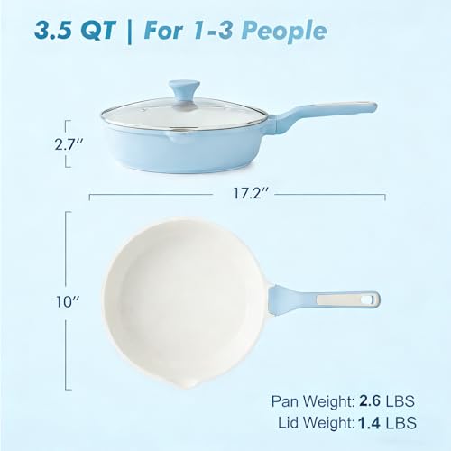Nonstick Ceramic Saute Pan 10 (Glicer Blue / 10-inch/3.5QT)