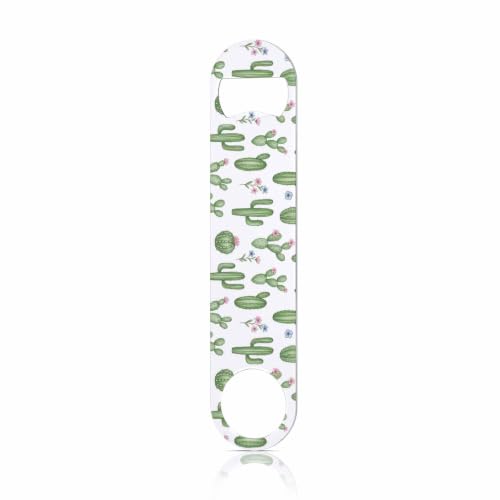 Watercolor Cactus and Flowers Stainless Steel Bottle Opener Pastel Floral Cacti Tropical Green Succulents Flat Beer Bottle Opener Keychain for Home Kitchen Bar Restaurant Party Birthday Gift (Cactus and Flowers)