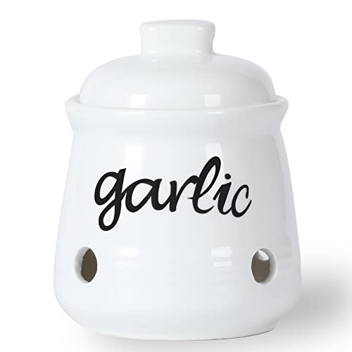 Garlic Keeper with Lid (White)