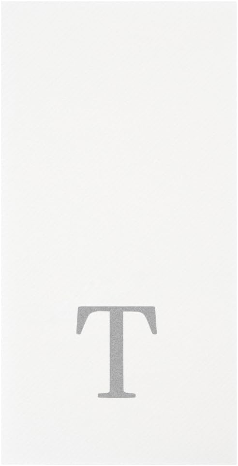 Luxenap 15.8 X 7.9 Inch Linen-Feel Guest Towels, 2000 Lettered Hand Towels - Silver Letter 'T', Sans Serif Font, White Paper Dinner Napkins, airlaid, For Restrooms And Tables - Restaurantware