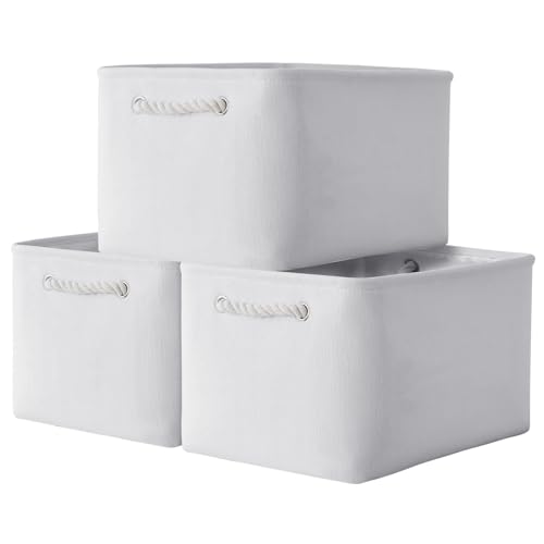 Storage Basket for Shelves (White Color / 3PCS/Large Cube - 16L×12W×12H)