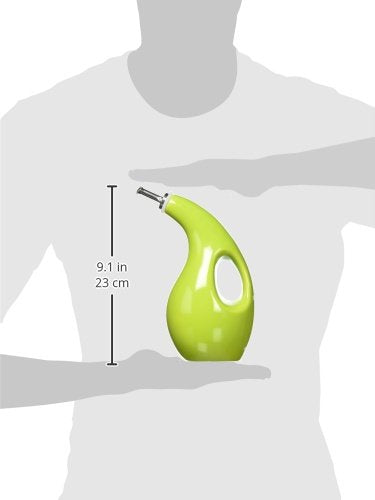 Solid Glaze Ceramics EVOO Olive Oil Bottle Dispenser with Spout (Green / 24 Ounces)