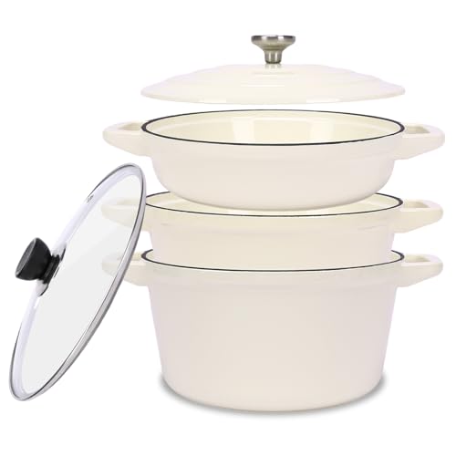 Enameled Cast Iron Set 5 (White B)