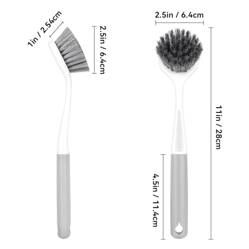 2 Pack Kitchen Scrub Brushes for Cleaning Dish Brush with Handle for Pans (Pp Plastic)