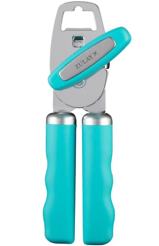 Manual Can Opener Heavy Duty Patented Stainless Steel (Turquoise / Comfy Grip)