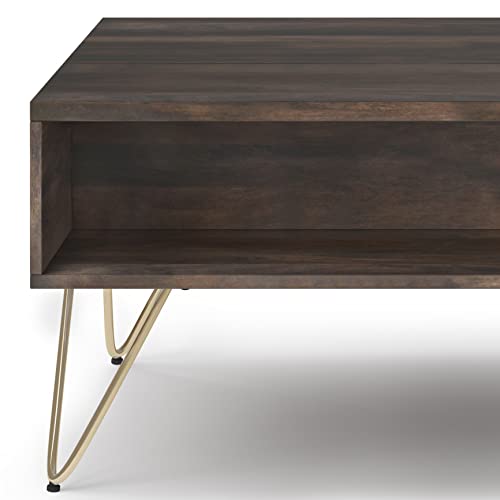 Hunter SOLID MANGO WOOD and Metal 48 inch Wide Rectangle Industrial Lift Top Coffee Table in Ebony for the Living Room and Family Room (Lift Top Coffee Table / 48 inch / Ebony)