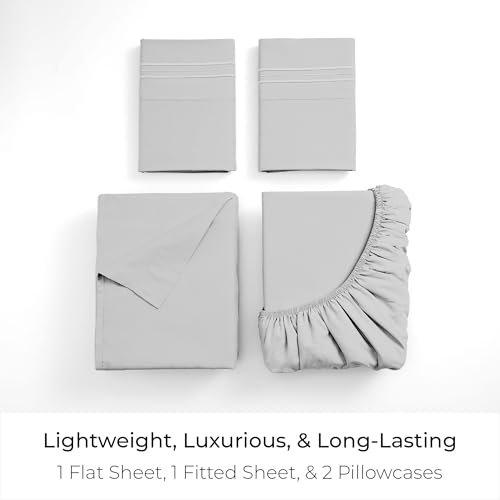 Iconic 4 Piece Microfiber Sheet Set (1364 Light Gray / Full)