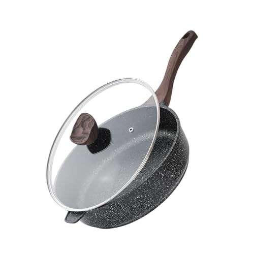 Nonstick Deep Frying Pan Skillet with Lid (Classic Granite / 10 Inch)