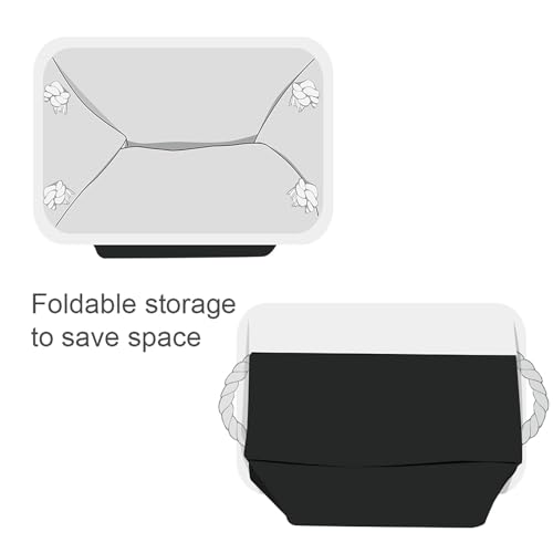 Storage Bins for Shelves (White & Black / Large - 15.7Lx11.8Wx8.3H)