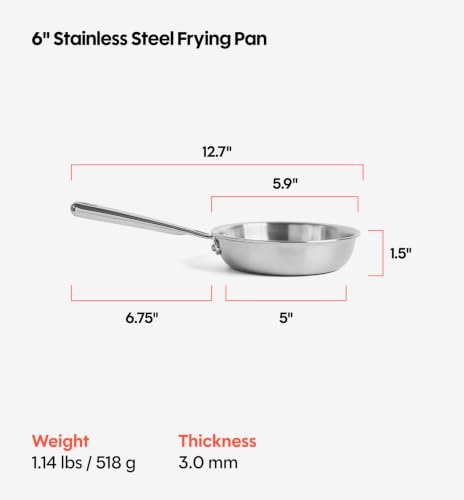 5 Ply Stainless Steel 6" Frying Pan (6 Inch)
