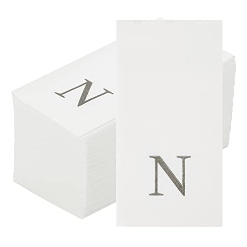 Silver N White Linen Feel Guest Towel Napkin (Silver / 2000 Count / N)