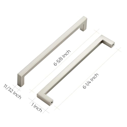 Brushed Nickel Cabinet Handles Cabinet Pulls 6 (Brushed Nickel / Flat Black 6-1/4'' Hole Center)