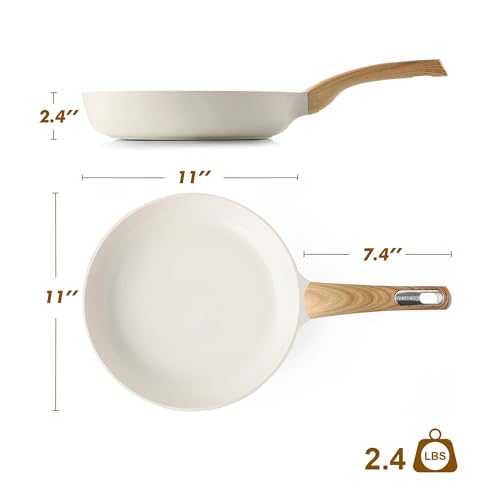 11inch Ceramic Nonstick Frying Pan Paella Pan (11 Inch / CERAMIC White)