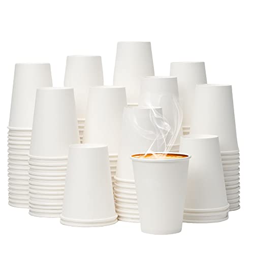 12 oz Coffee Cups Disposable Paper Cups 300 Pack (White / 12 oz)