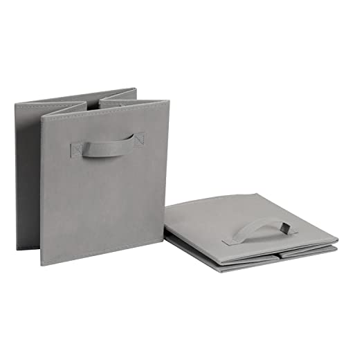 Collapsible Fabric Storage Cube Bins Organizer with Handles for Organizing (Gray / 13"x13"x13")