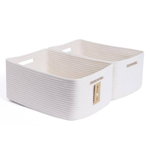 Large Storage Baskets for Shelves (2pcs-L17×W13×H7.5" / Off White)