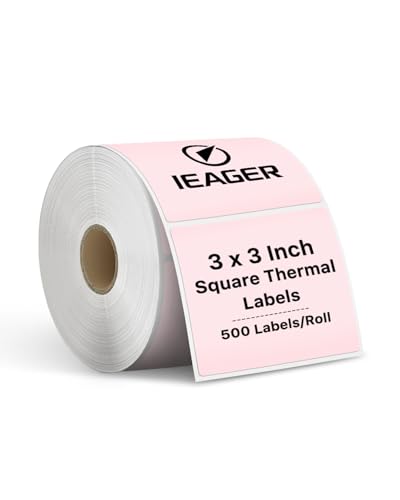 Pink 3" x 3" Square Thermal Label Stickers (3"x3" / Pink)