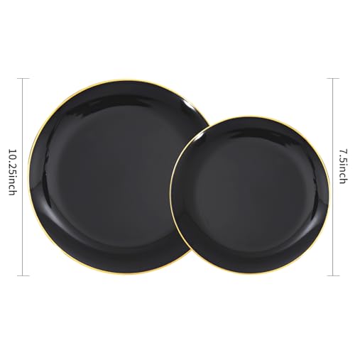 100PCS Black and Gold Plates (Black and Gold / 100 PCS)