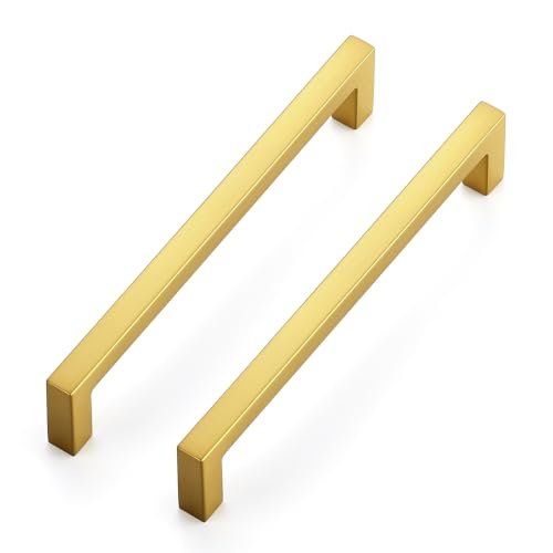 Gold Cabinet Handles Solid Cabinet Pulls (Gold / Flat Black 5" Hole Center)