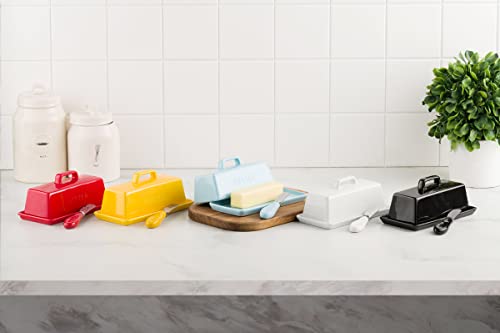 Ceramic Butter Dish Set with Lid and Knife (Turquoise)