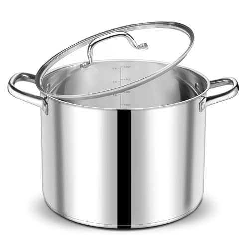 16 QT Stainless Steel Stock Pot with Lid (16 Quarts)